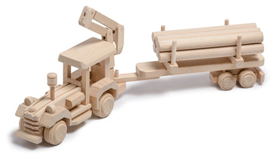 Handmade Wooden Tractor Toy with Loading Crane HOME AND GARDEN Prestige Wicker 