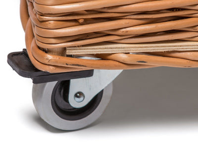 Large Wicker Storage Log Basket on Wheels, Lined Display & Catering Prestige Wicker 