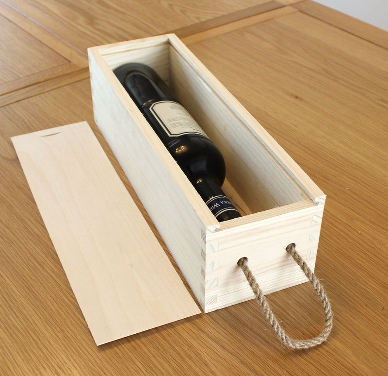Natural Wooden Wine Bottle Box HOME AND GARDEN Prestige Wicker 1 compartment 