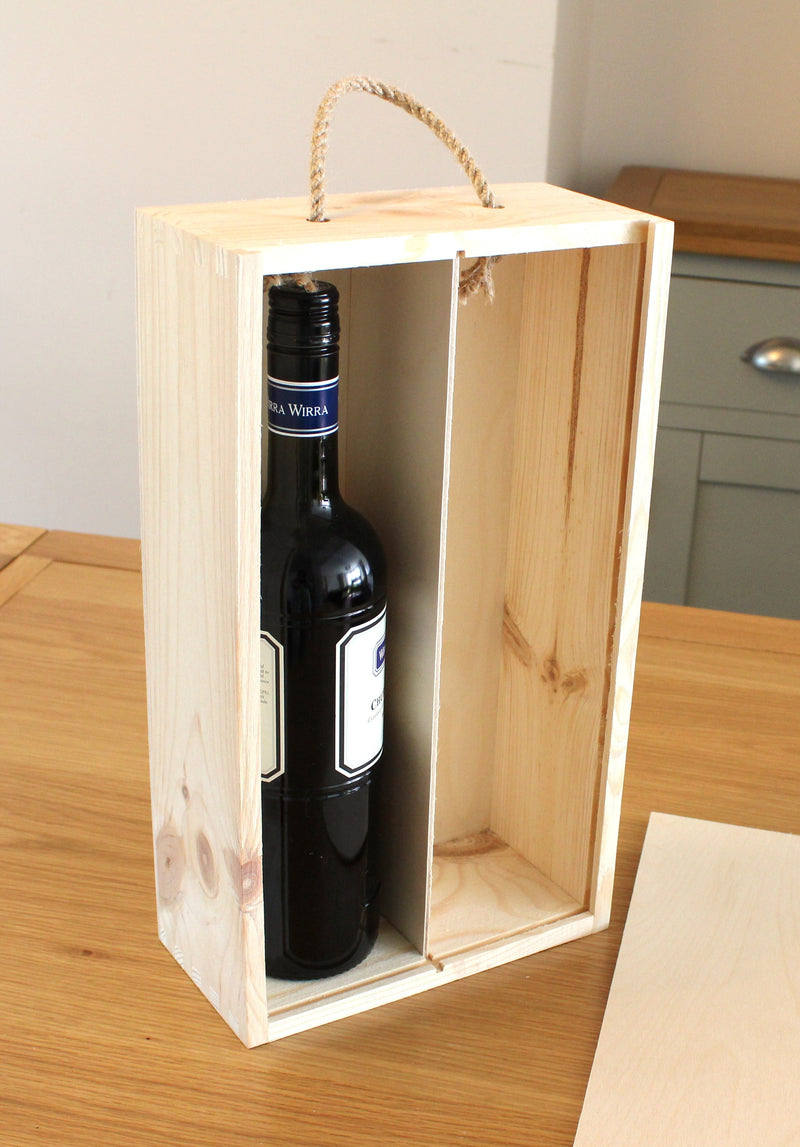 Natural Wooden Wine Bottle Box HOME AND GARDEN Prestige Wicker 2 compartments 