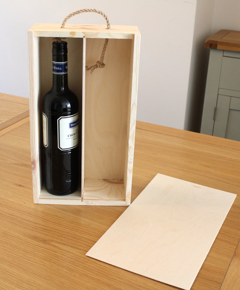 Natural Wooden Wine Bottle Box HOME AND GARDEN Prestige Wicker 