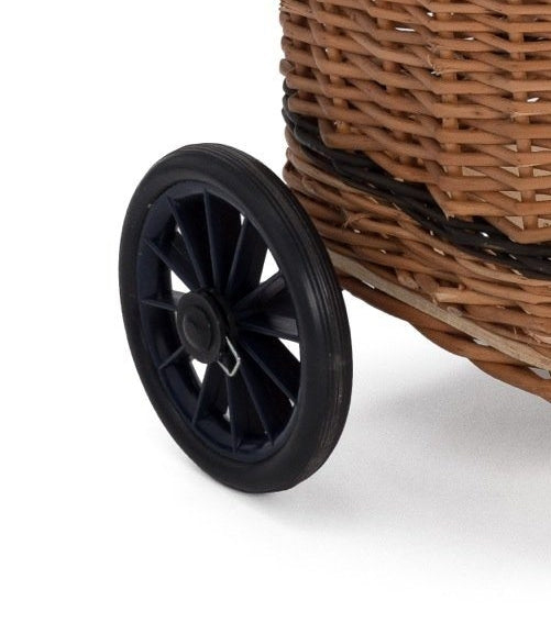 Square Wicker Trolley Basket Shopping/Log Holder Prestige Wicker wheels 