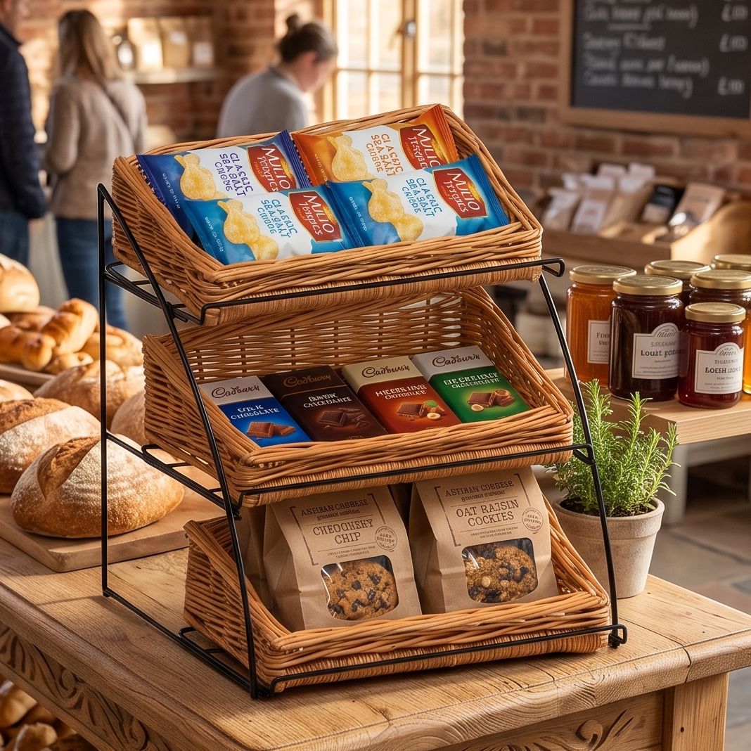 Countertop Display Stand with Wicker Baskets Display & Catering Prestige Wicker 
