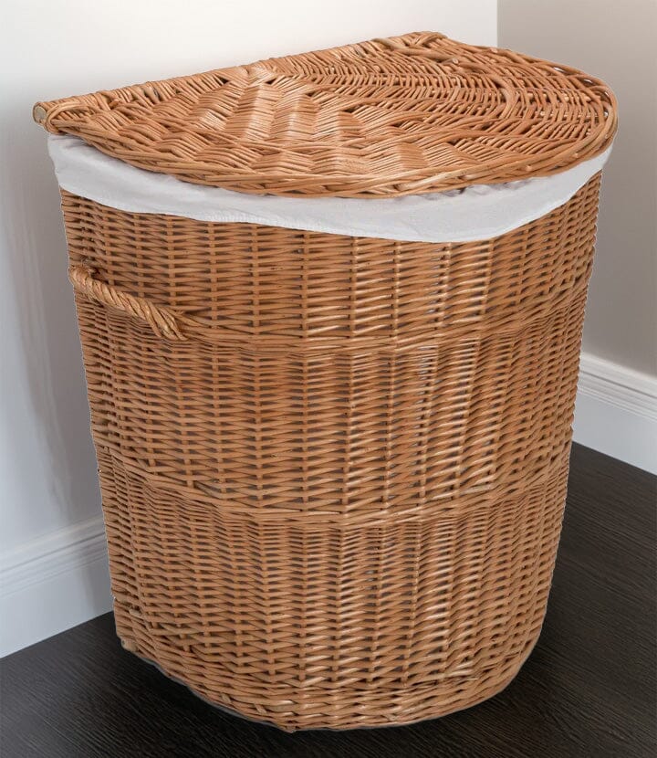 Half Round Laundry Wicker Basket Lined Home & Garden Prestige Wicker 