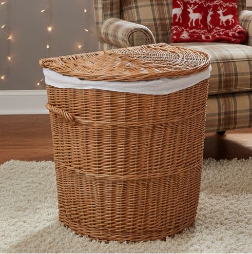 Half Round Laundry Wicker Basket Lined Home & Garden Prestige Wicker 