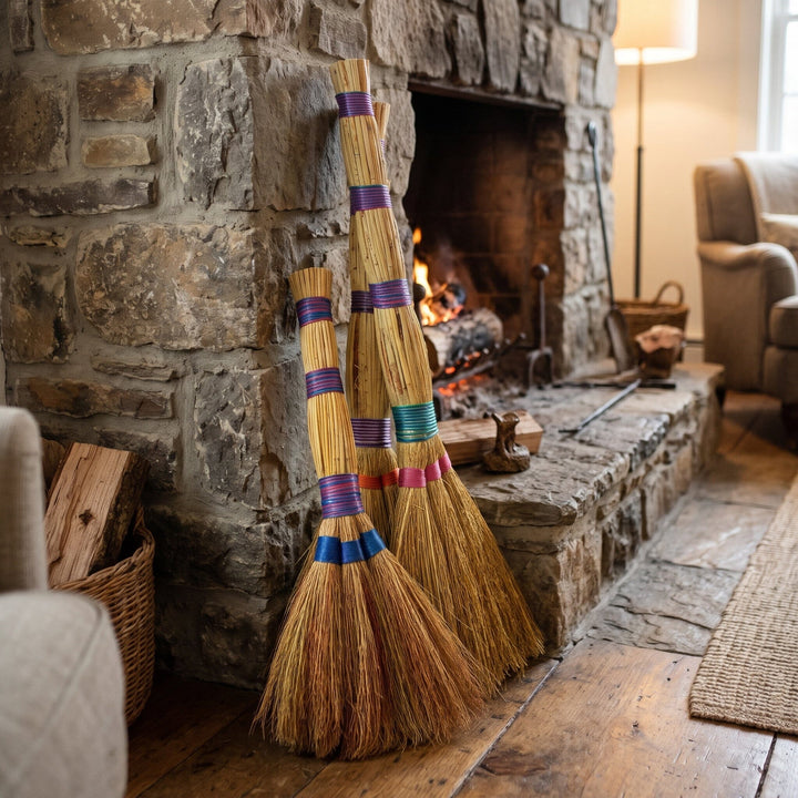 Handmade Natural Sorghum Hand Broom – Eco-Friendly Straw Whisk & Hearth Brush (60cm, 70cm, 80cm) Sorghum hand brooms Prestige Wicker 