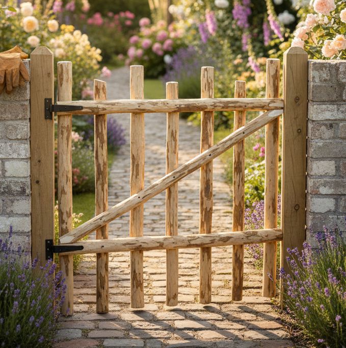 Hazel Wood Picket Gate Rounded Gardening Prestige Wicker 