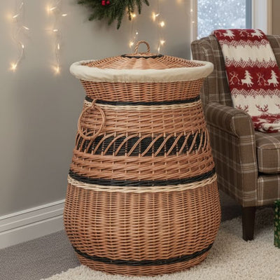 Round Laundry Wicker Basket Lined Home & Garden Prestige Wicker 