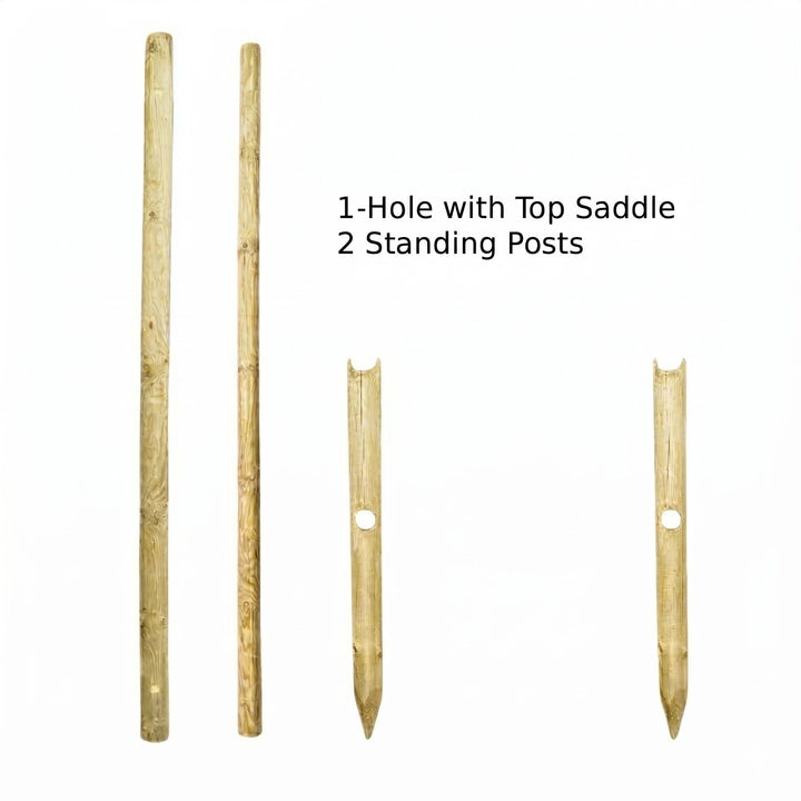 Round Post and Rail Pressure Treated Fence Kit (Per 2.5 Metre) Home & Garden Prestige Wicker 1-Hole with Top Saddle 2 Standing Posts 