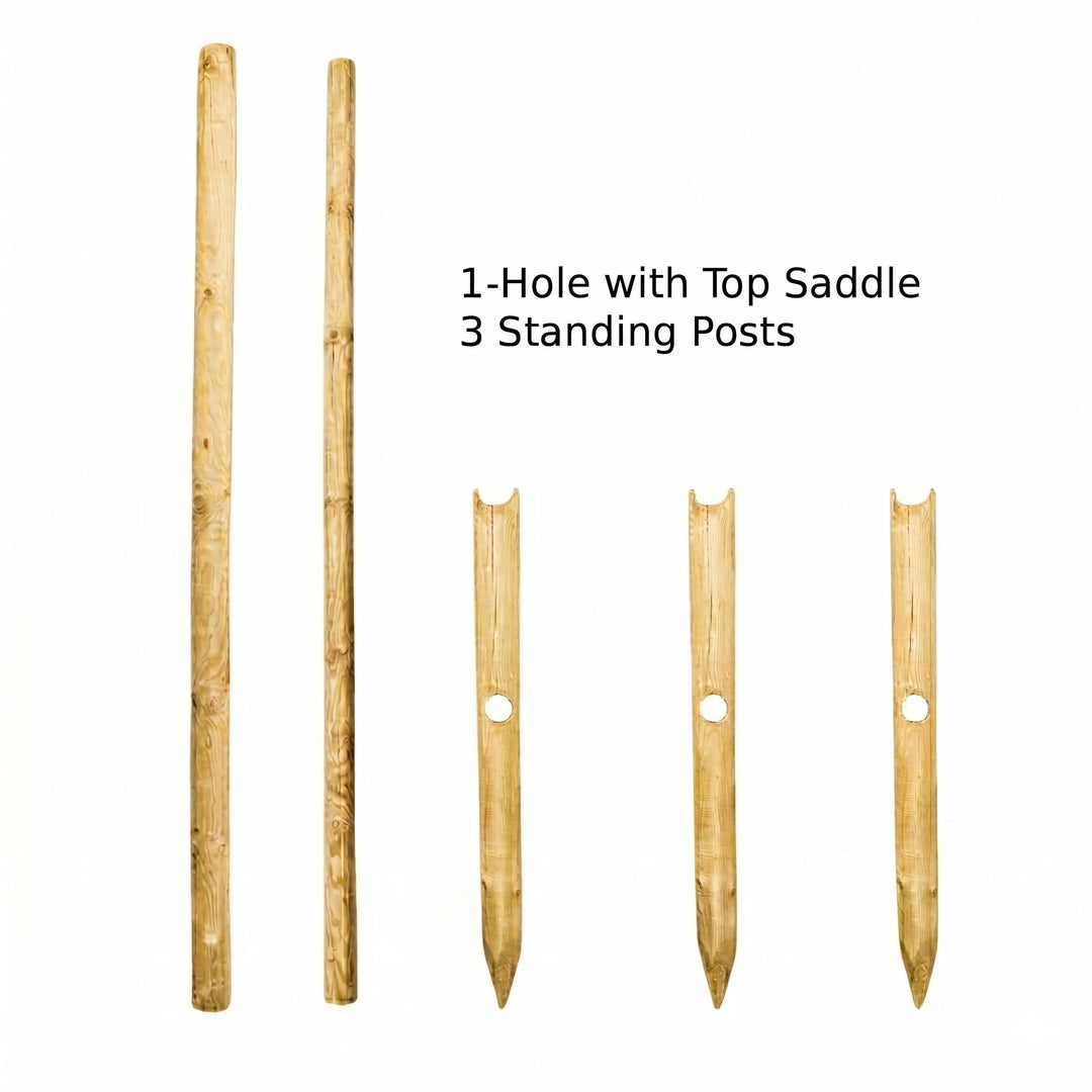 Round Post and Rail Pressure Treated Fence Kit (Per 2.5 Metre) Home & Garden Prestige Wicker 1-Hole with Top Saddle 3 Standing Posts 