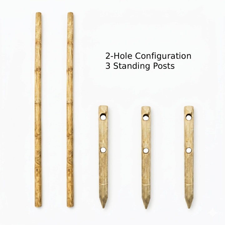 Round Post and Rail Pressure Treated Fence Kit (Per 2.5 Metre) Home & Garden Prestige Wicker 2-Hole Configuration 3 Standing Posts 