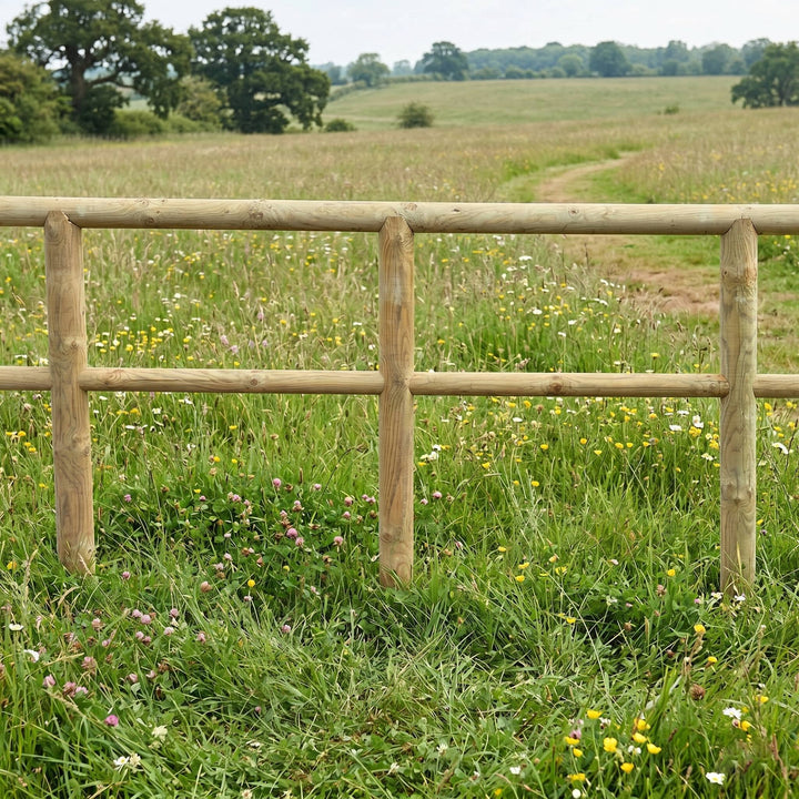 Round Post and Rail Pressure Treated Fence Kit (Per 2.5 Metre) Home & Garden Prestige Wicker 