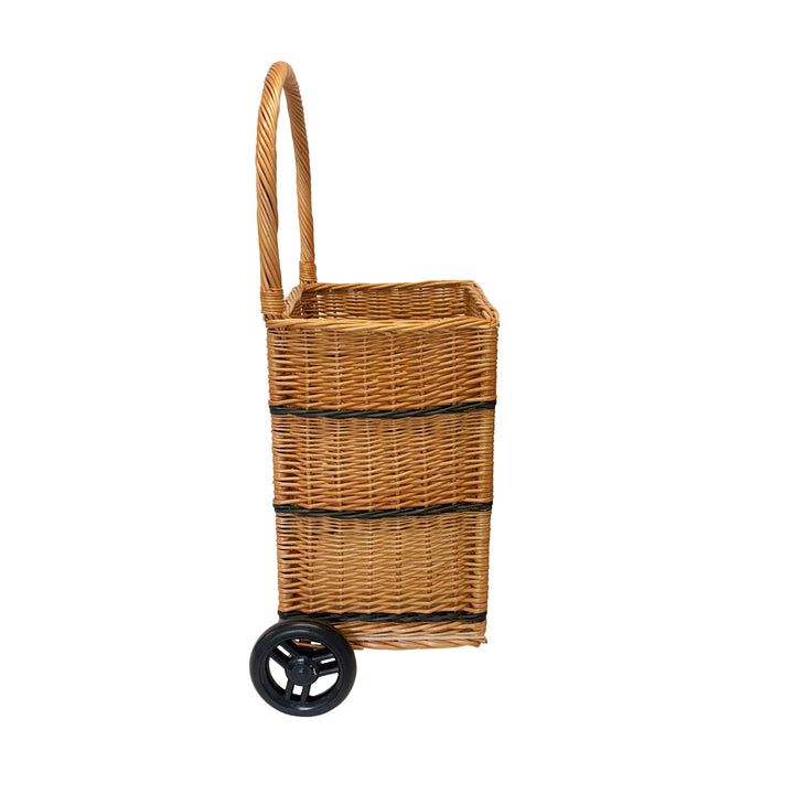 Square Wicker Trolley Basket Shopping/Log Holder Prestige Wicker 