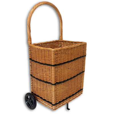 Square Wicker Trolley Basket Shopping/Log Holder Prestige Wicker 