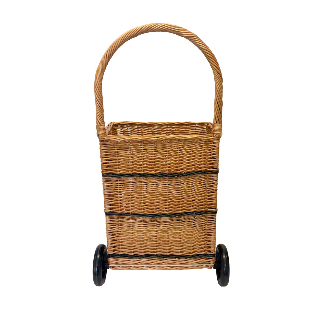 Square Wicker Trolley Basket Shopping/Log Holder Prestige Wicker 