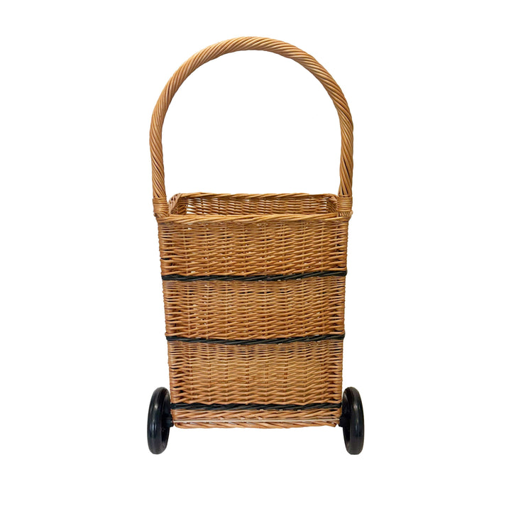 Square Wicker Trolley Basket Shopping/Log Holder Prestige Wicker 