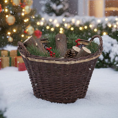 Strong Round Wicker Log Basket Home & Garden Prestige Wicker 