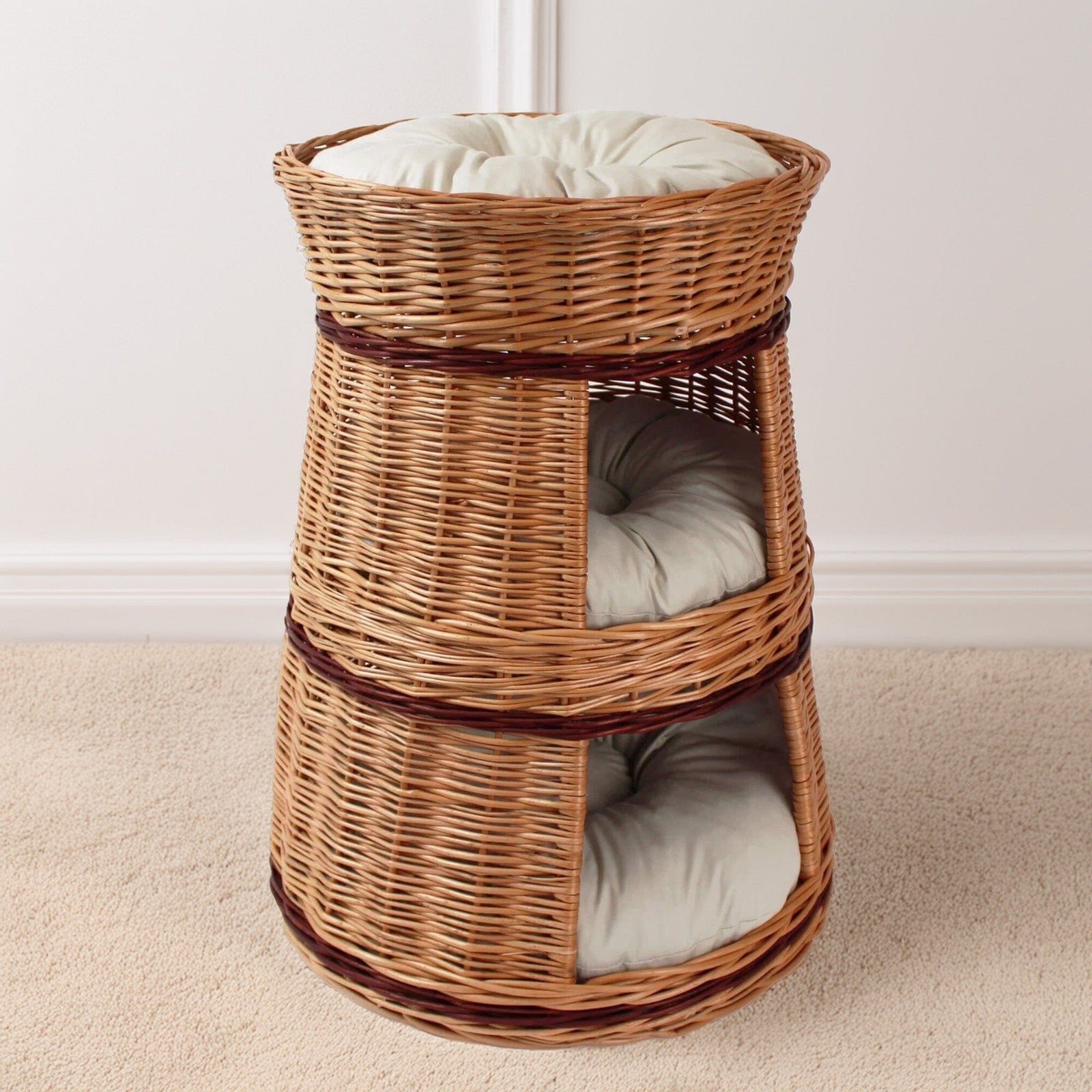 Three Tier Wicker Cat House Pets Prestige Wicker 