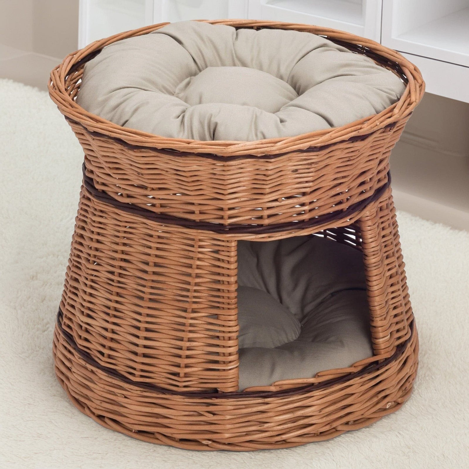 Two Tier Wicker Cat House Pet Basket Prestige Wicker 