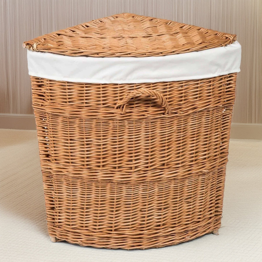 Wicker Corner Laundry Basket Lined Home & Garden Prestige Wicker 