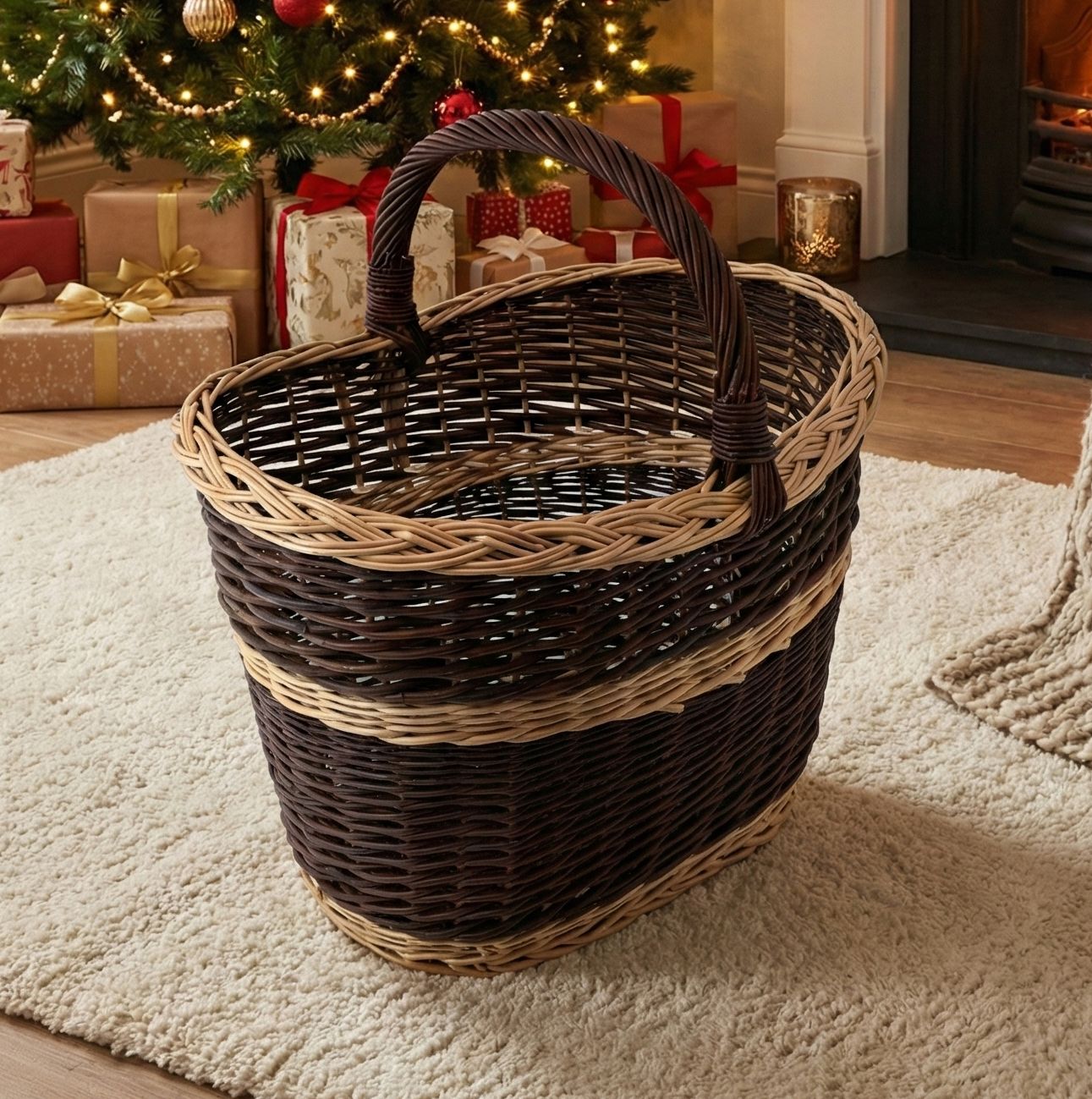 Wicker Crafty Shopping, Log & Storage Basket with Handle Prestige Wicker 