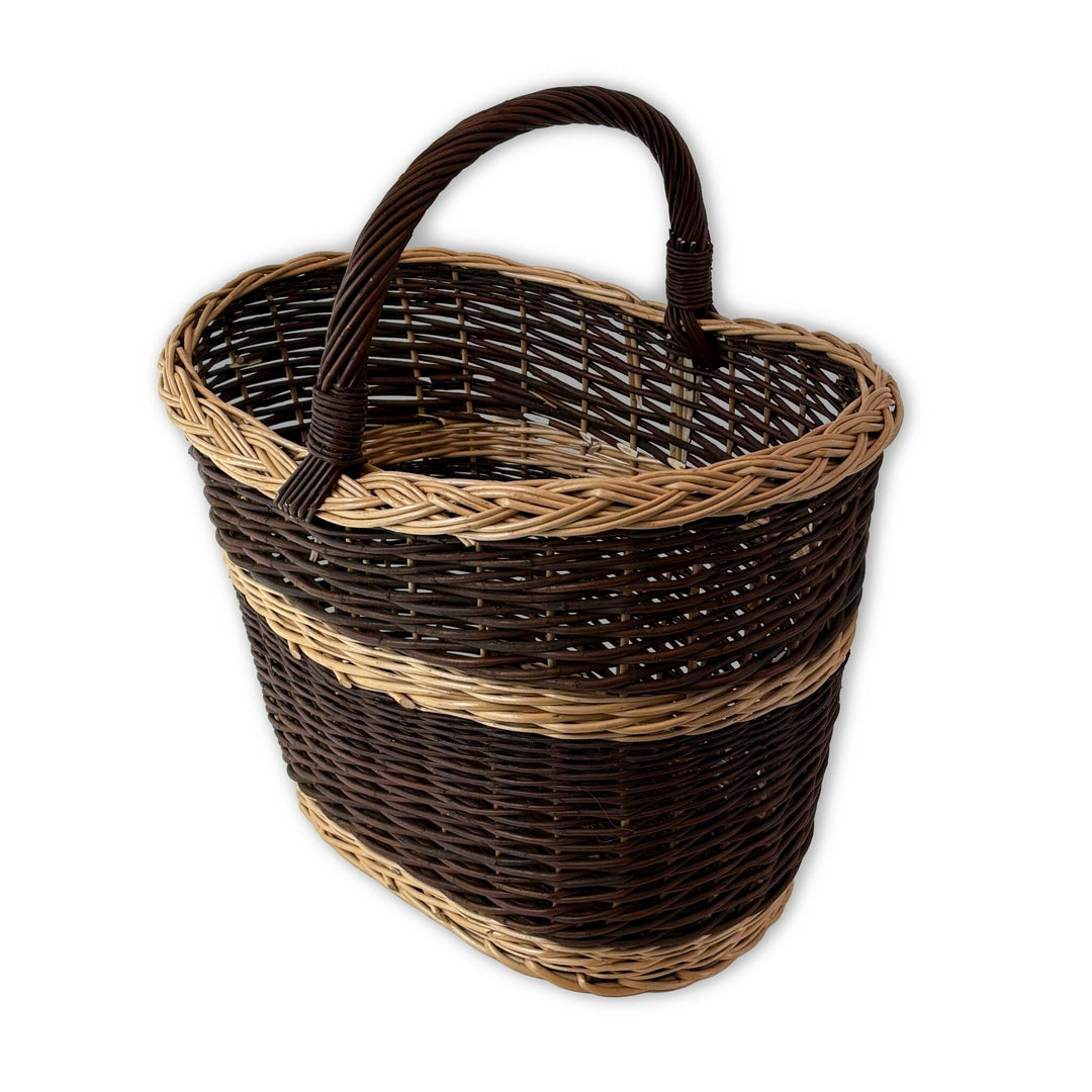 Wicker Crafty Shopping, Log & Storage Basket with Handle Prestige Wicker Dark Brown 