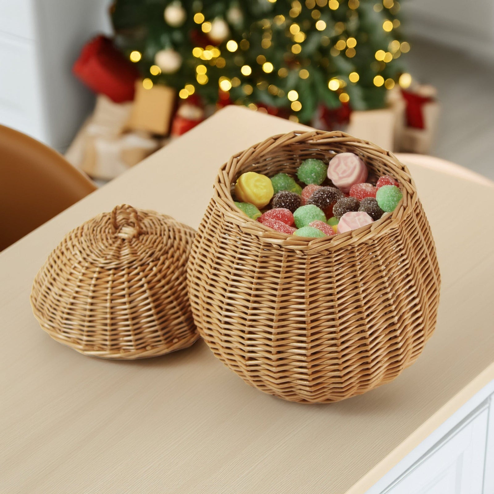 Wicker Egg Shaped Basket with Lid Display Baskets Prestige Wicker 