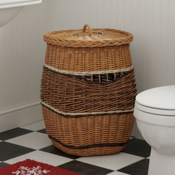 Wicker Laundry Basket Lidded with Linner Home & Garden Prestige Wicker 