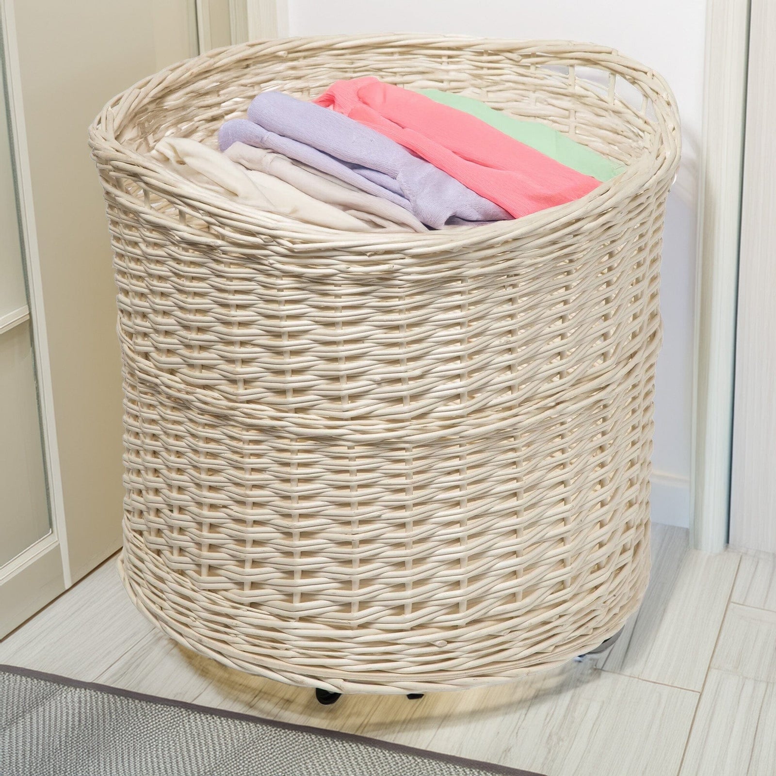 Wicker Laundry/Storage Basket in White Display & Catering Prestige Wicker 