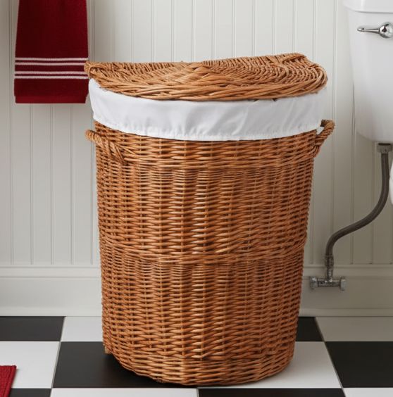 Wicker Lidded Laundry Basket Small Home & Garden Prestige Wicker 