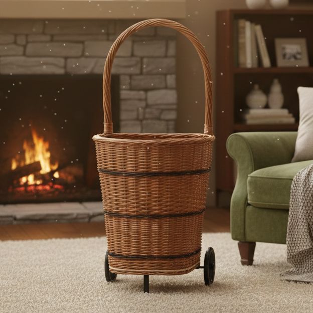 Wicker Trolley Basket Shopping/Log Holder Home & Garden Prestige Wicker 