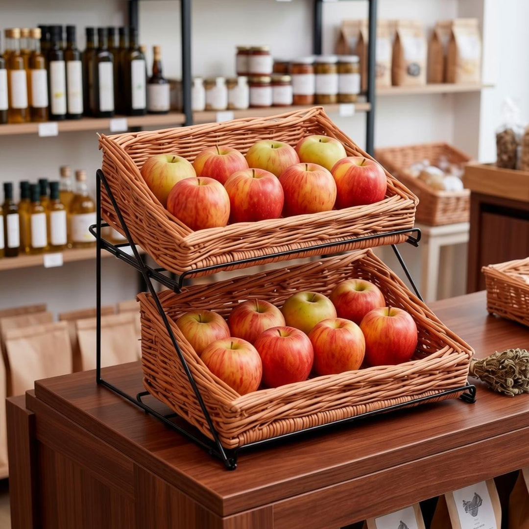 Wicker Two Tier Countertop Display Stand Display & Catering Prestige Wicker 