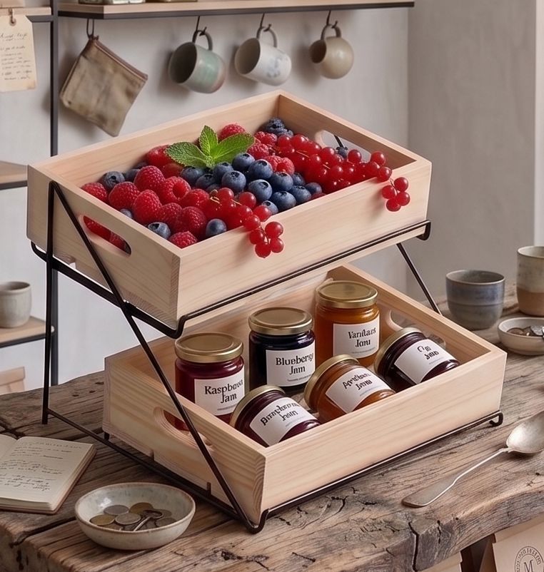 Wooden Two Tier Countertop Display Stand Display & Catering Prestige Wicker 
