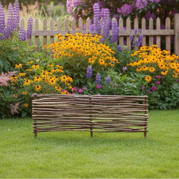 Woven Hazel Border Edging Fence 40cm Height Home & Garden Prestige Wicker 1.2m(4ft) - 