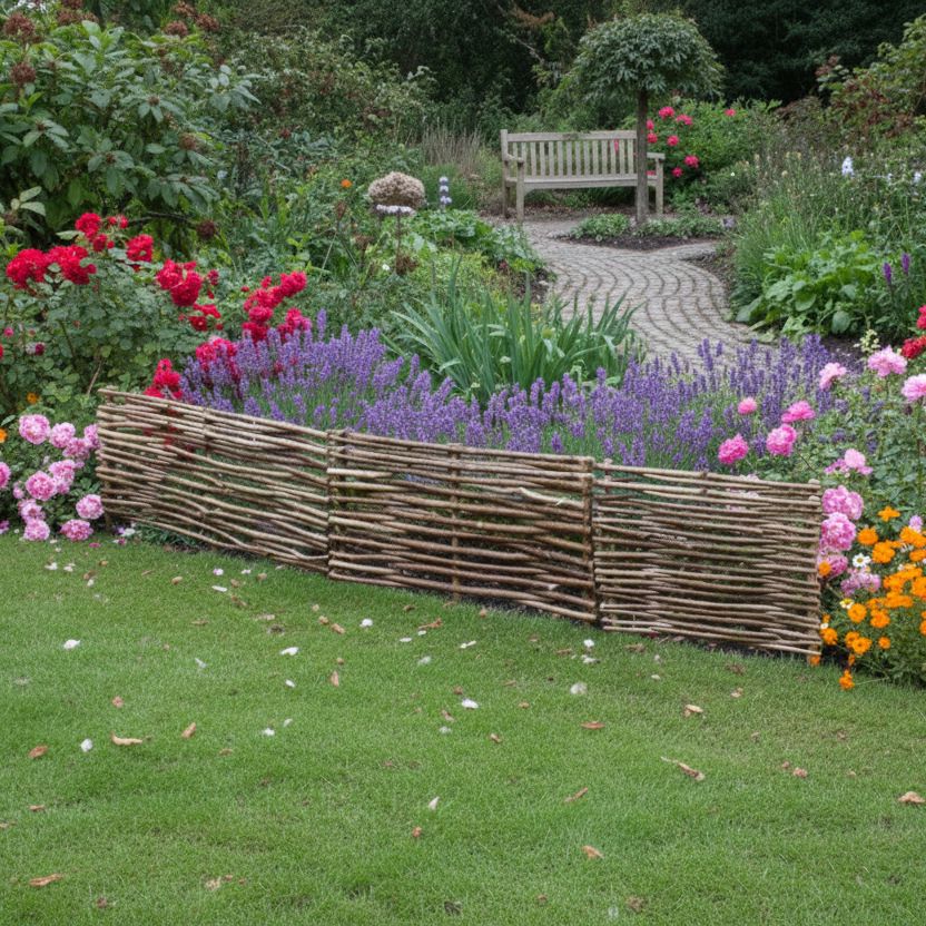 Woven Hazel Border Edging Fence 40cm Height Home & Garden Prestige Wicker 