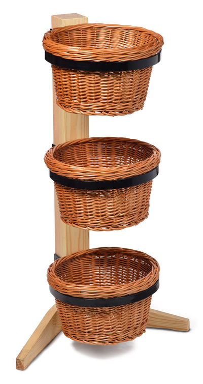 3 Tier Round Wicker Basket Display Floor Stand Prestige Wicker 