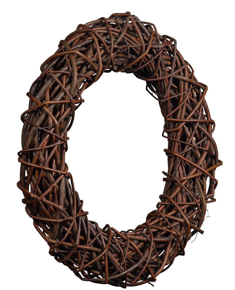 Classic Dark Natural Willow Chunky Spiralled Wreath Home & Garden Prestige Wicker 