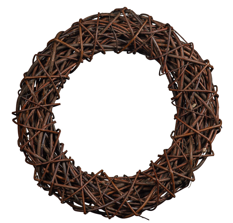 Classic Dark Natural Willow Chunky Spiralled Wreath Home & Garden Prestige Wicker Medium 