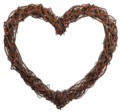 Dark Natural Willow Wicker Chunky Heart Shaped Wreath Home & Garden Prestige Wicker Large 