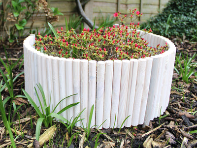 Flexible White Wooden Garden Fence Border Edging Lawn 20cm ( height ) HOME AND GARDEN Prestige Wicker 