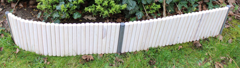 Flexible White Wooden Garden Fence Border Edging Lawn 20cm ( height ) HOME AND GARDEN Prestige Wicker 