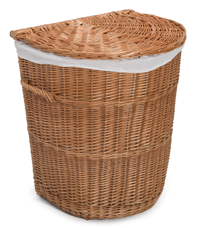 Half Round Laundry Wicker Basket Lined Home & Garden Prestige Wicker 
