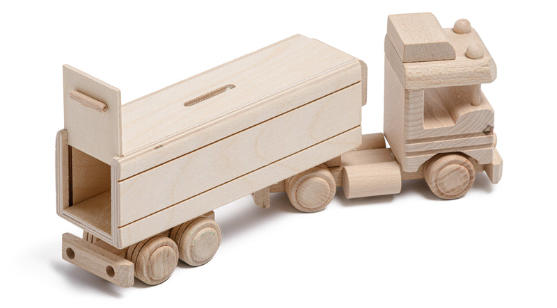 Handmade Wooden Semi Truck Toy - Moneybox HOME AND GARDEN Prestige Wicker 