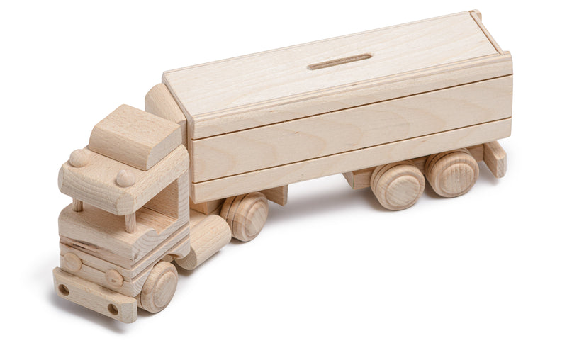 Handmade Wooden Semi Truck Toy - Moneybox HOME AND GARDEN Prestige Wicker 