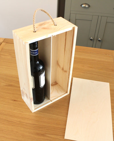 Natural Wooden Wine Bottle Box HOME AND GARDEN Prestige Wicker 