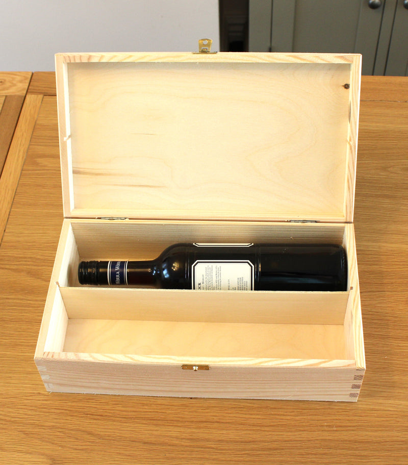 Natural Wooden Wine Bottle Box with lid HOME AND GARDEN Prestige Wicker 