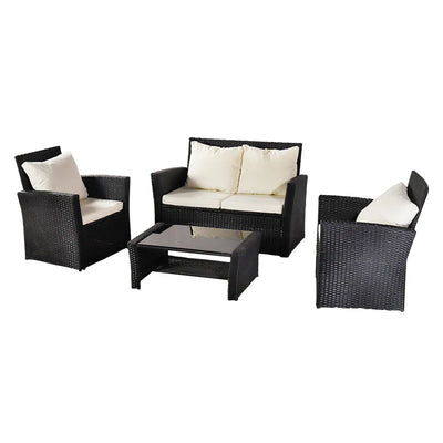 Rattan Garden Coffee Table Set with Sofa and Two Chairs HOME AND GARDEN Prestige Wicker 