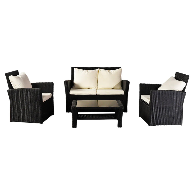 Rattan Garden Coffee Table Set with Sofa and Two Chairs HOME AND GARDEN Prestige Wicker 