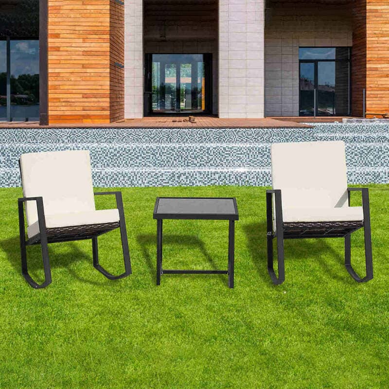 Rattan Garden Coffee Table Set with Two Chairs Home & Garden Prestige Wicker 