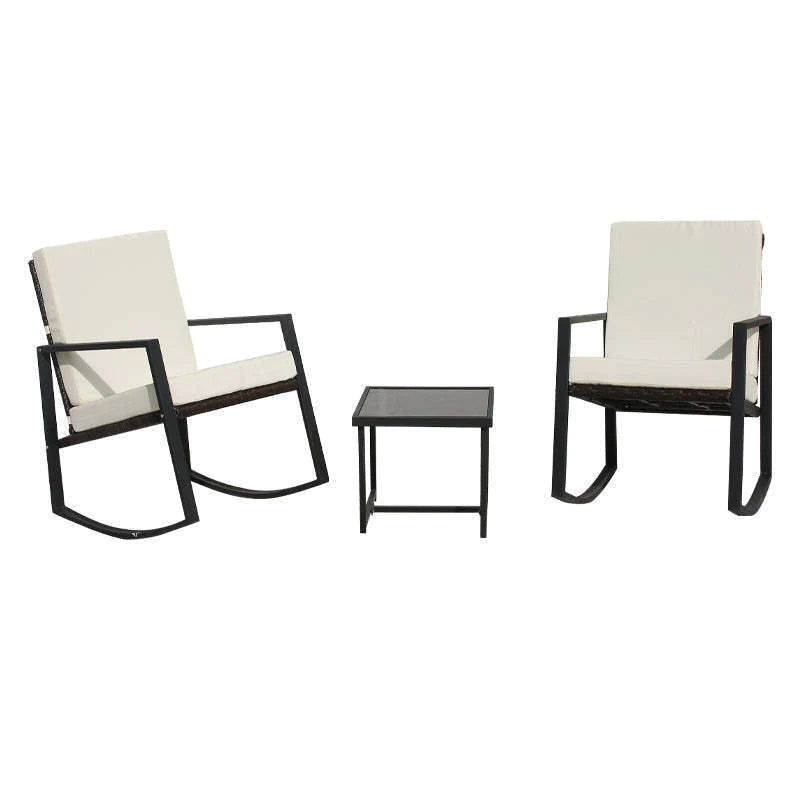 Rattan Garden Coffee Table Set with Two Chairs